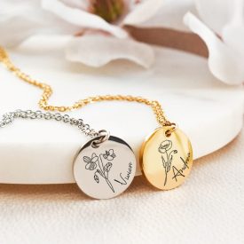   Personalizovaný přívěsek porodní květina z chirurgické oceli