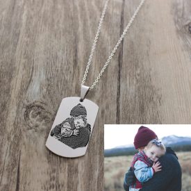   Personalizované náhrdelník s gravírovaní fotografie chirurgické oceli pro muže