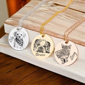   Personalizované náhrdelník s gravírovaní fotografie chirurgické oceli kočkou a jménem