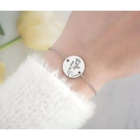   Personalizovaný náramek rodná květina s vlastním jménem chirurgické ocel